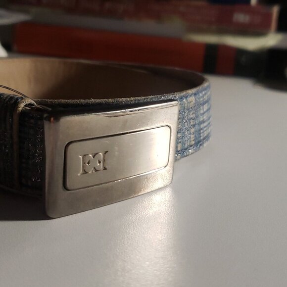 Escada Metallic Blue Suede Leather Belt - Picture 9 of 11